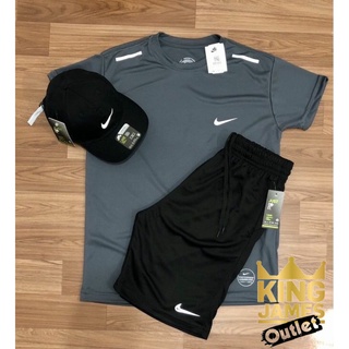 Kit jogador caro dri fit Camisa+bermuda+Boné 3 Peças conjunto completo lançamento