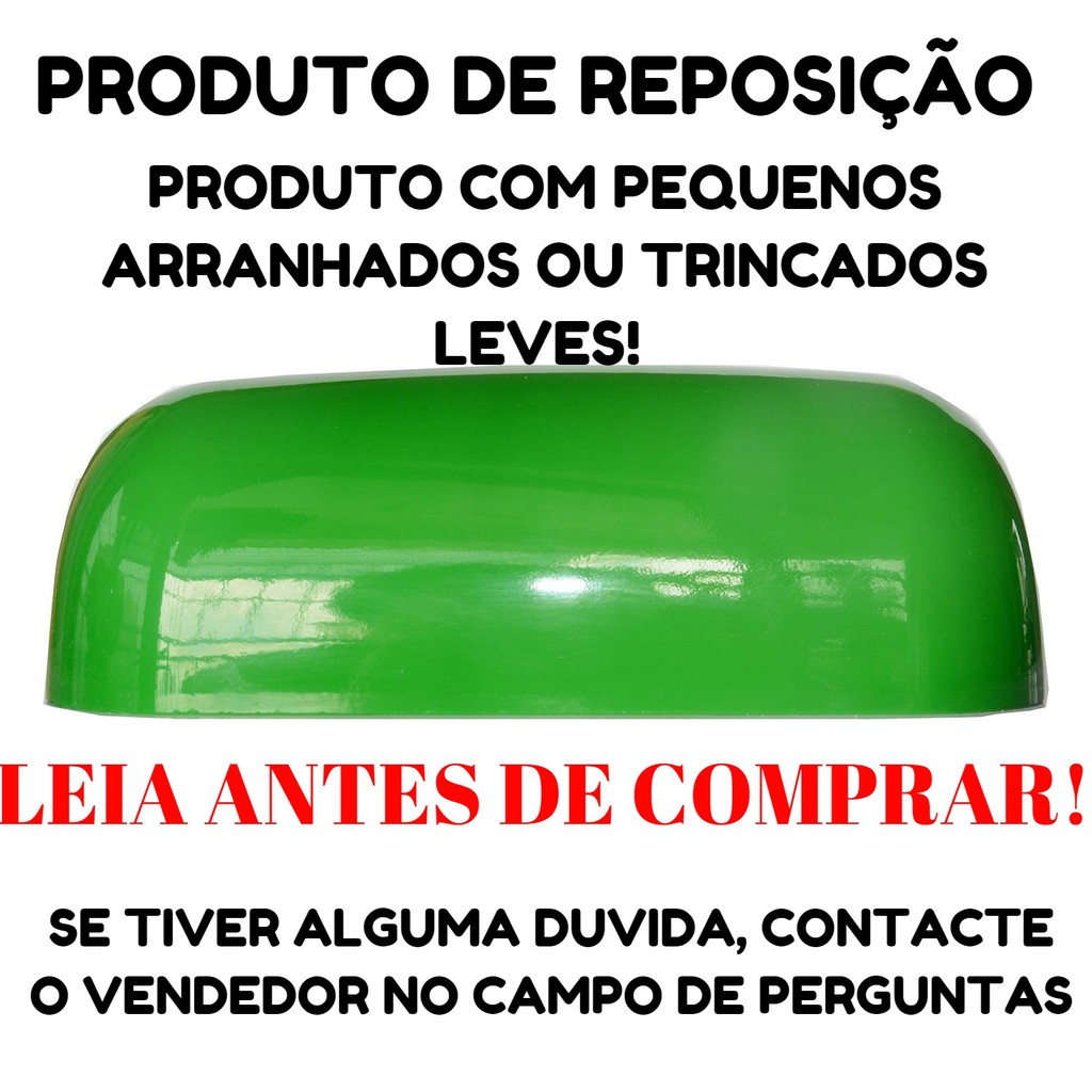 Cúpula Verde Brilhante Abajur Banker Vidro Para Reposição com Pequenas Avarias para Luminária Vintage