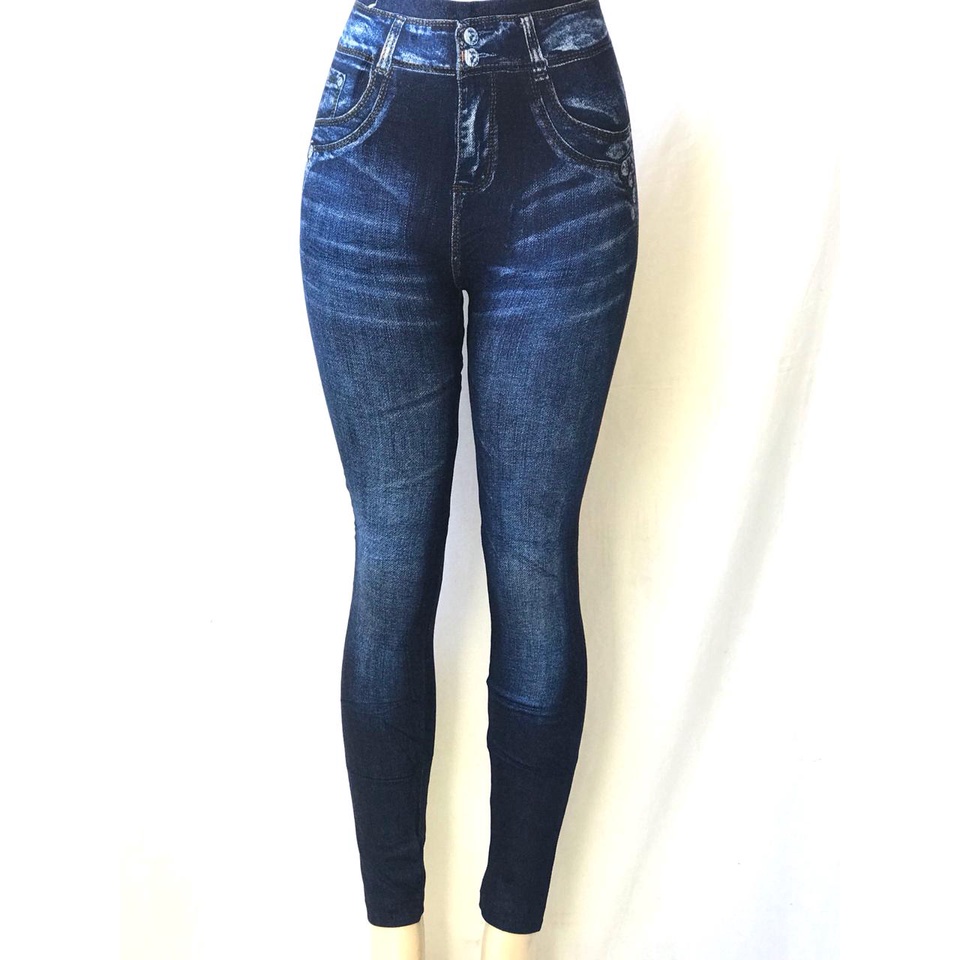 Calça Legging Fake Imita Jeans Desfiado