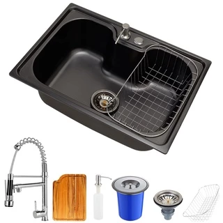 Cuba para Cozinha pia inox Com Acessórios tábua e lixeira Carajás preta e Torneira gourmet monocomando munim Pingoo em Oferta na Shopee