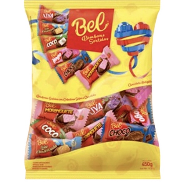 Pacote Bombom Sortido Bel 450g C/50 bombons