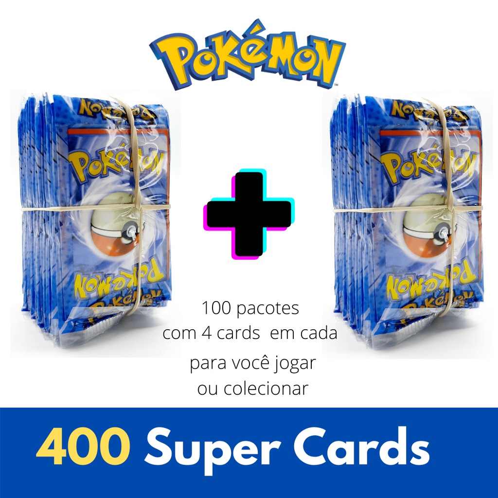 Kit 400 Cartinhas = 100 Pacotinhos Pokemon Cartinha Pequena em Promoção na  Americanas