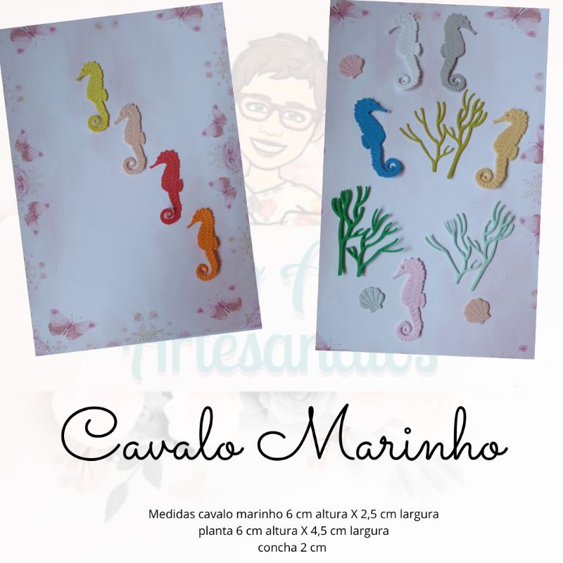Cavalo marinho e conchas do mar, apliques de EVA | Shopee Brasil