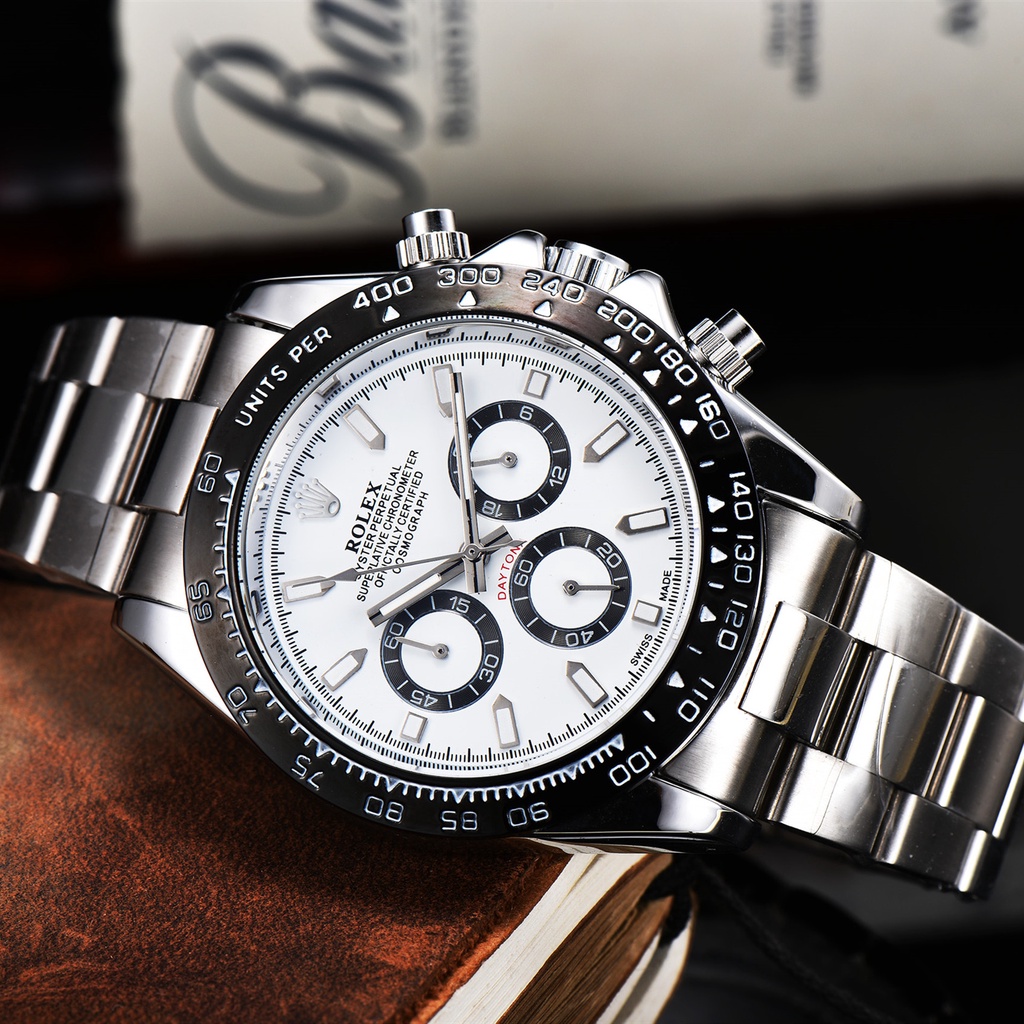 Relógio Clássico ROLEX de Quartzo de Três Olhos e Relógio Faixa de Aço ...
