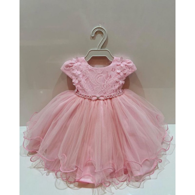 Vestido de batizado rosa hot sale bebe