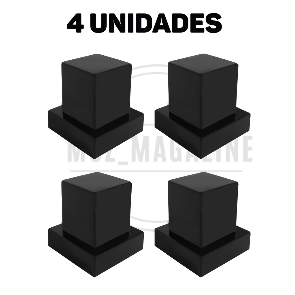 Acabamento Quadrado kit 4 Unidades Para Registro Chuveiro Pressão / Gaveta 1/2 e 3/4 PRETO ABS Padrão Deca - Não Descasca PRETO