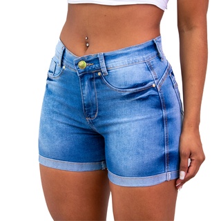 Kit 3 Short Feminino Jeans Com Licra Cintura Alta Curto 3 - Kaena  Multimarcas