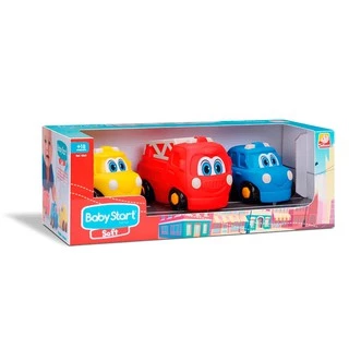Coleção Kit Carrinho Bombeiro Polícia de Borracha Macio Mordedor Soft Baby Rodinhas Resgate para Bebês 1 Ano Presente Menino Silmar