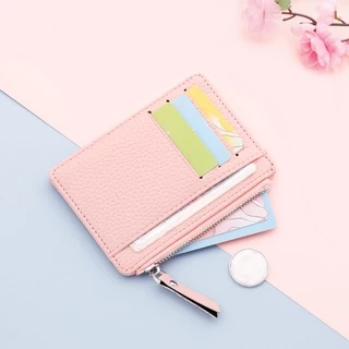 Porta-Cartões Feminino Ultrafina Com Zíper Banco Pequeno