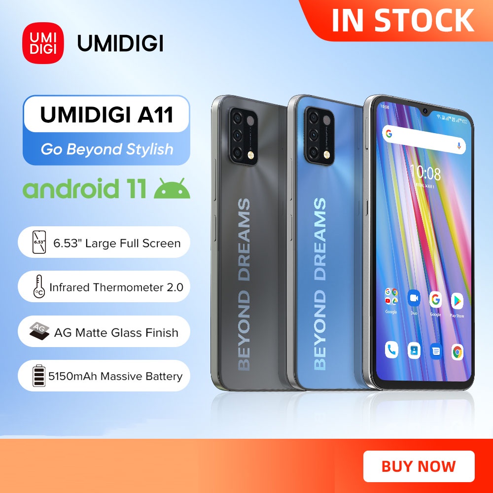 UMIDIGI A11 Android 11 Telefone Celular/Smartphone Helio G25 3 + 64 Gb/4 + 128 6.53 " HD + 16MP AI Câmera Triplo 5150 Mah
