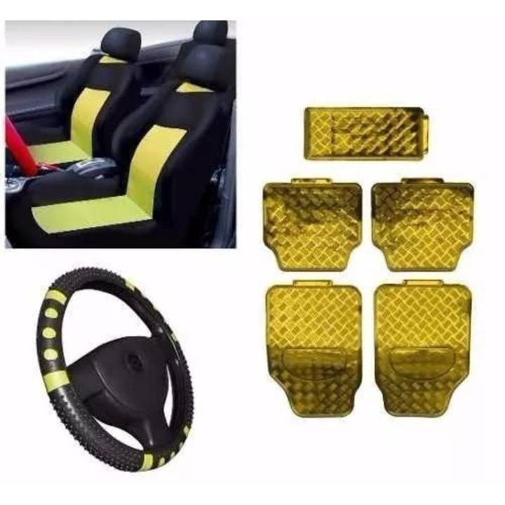 Kit Automotivo Jogo De Capas Para Banco De Carro Preto E Amarelo Modelo