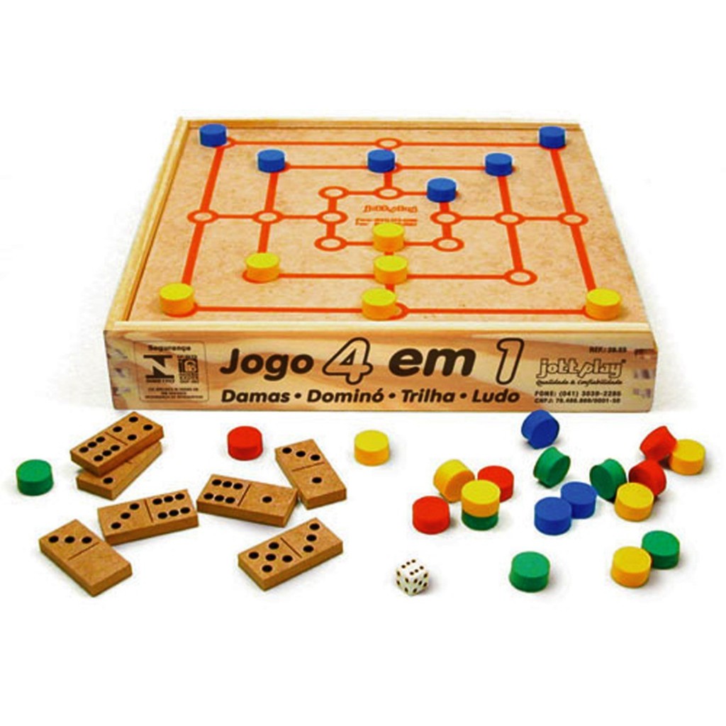 Jogo De Tabuleiro 4 Em 1 Dama Ludo Xadrez E Trilha - Ibirart em