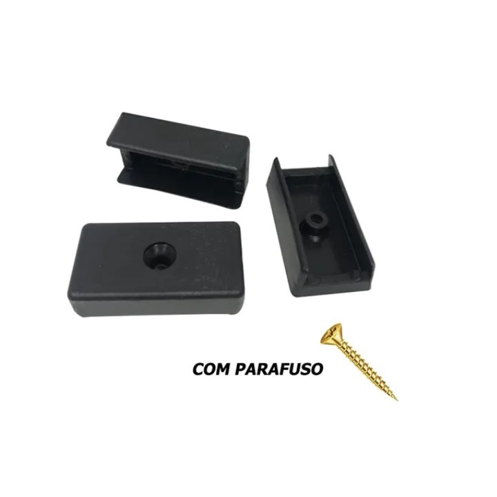 Sapata U 15mm PRETA Plástica Para Móveis 04 Peças + Parafusos
