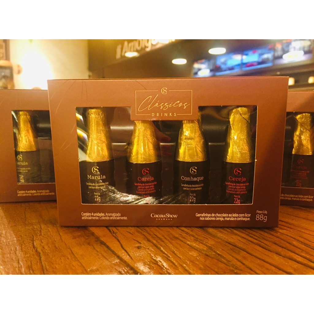 Garrafinhas Cacau show chocolate ao leite com licor sabores 88g