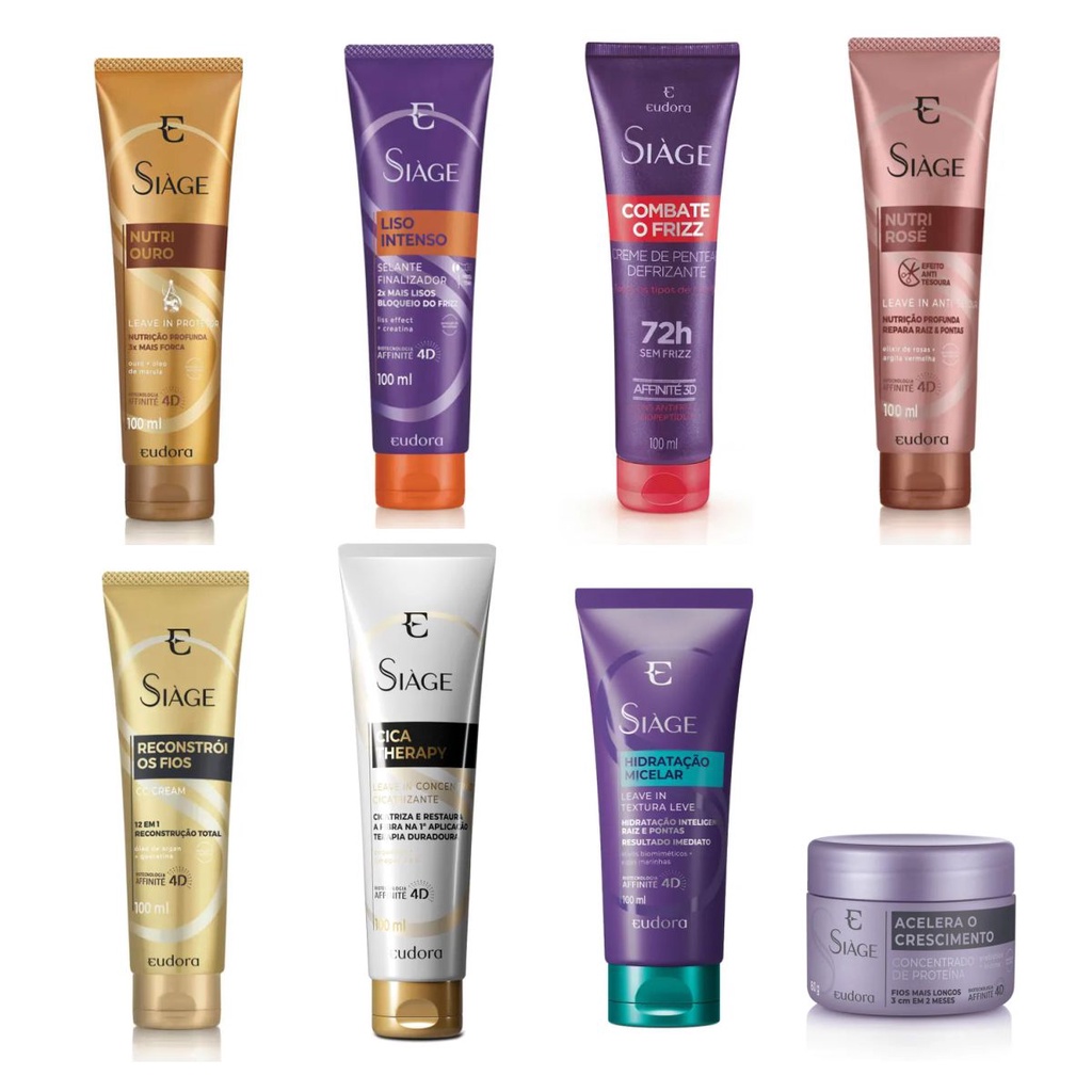 Finalizadores Eudora Siàge Leave In e Creme Para Pentear (TODOS OS MODELOS)
