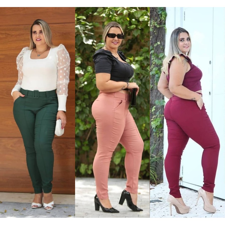 Calça capri bermuda plus size feminina com elastano (lycra) estica  modeladora confortável cós alto tamanho grande top de linha - Escorrega o  Preço