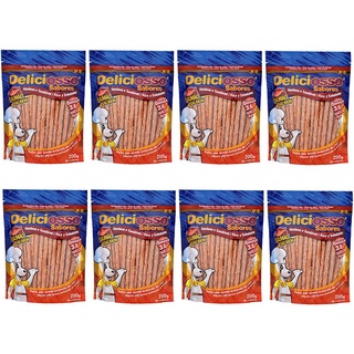 Combo Petisco Palitinho Ossinho Para Cães Deliciosso Palito Natural Fino Salmão - 8 pacotes de 200g cada