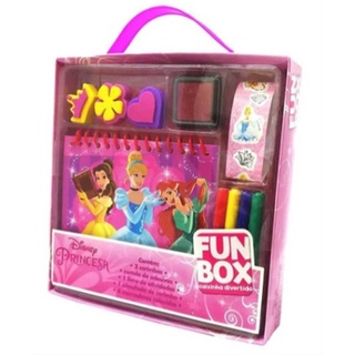 Kit Livro Maletinha Princesas Disney 10 Peças Fun Infantil