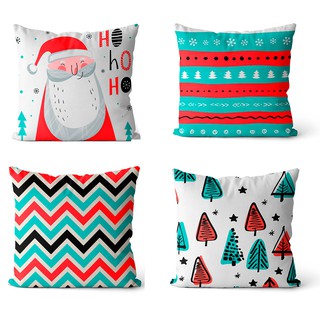 Kit 4 capas de almofadas natalinas