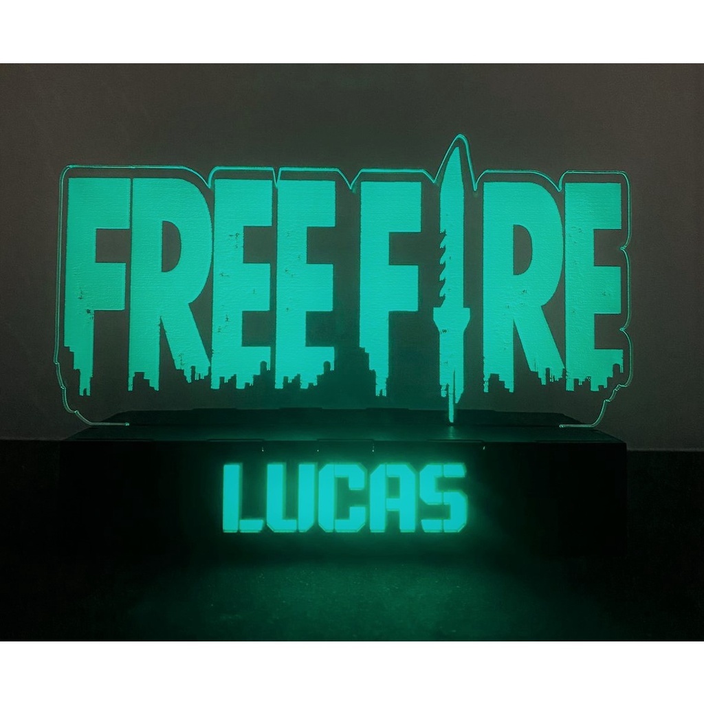 Abajur Luminária Free Fire Freefire Personalizado Com Nome