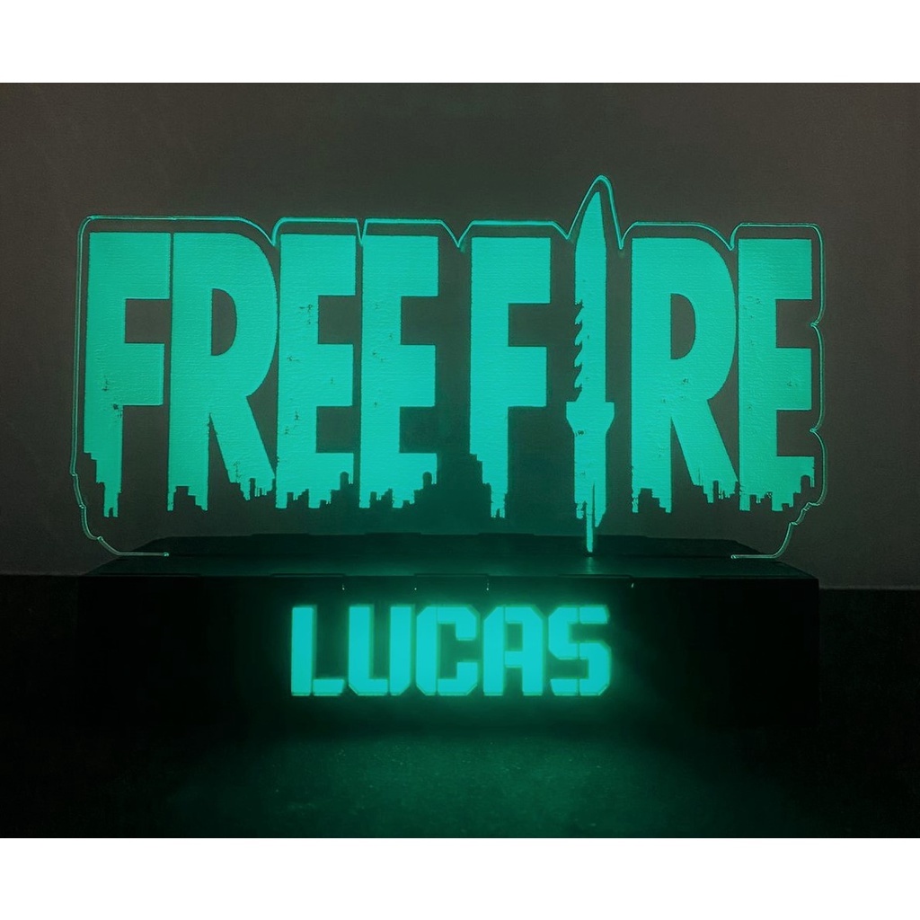 Luminária Free Fire Freefire LED única Com Nome Personalizado