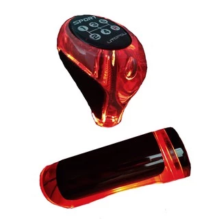 Kit Manopla Bola De Câmbio 5 Marchas E De Freio Led Vermelho Detalhe em couro