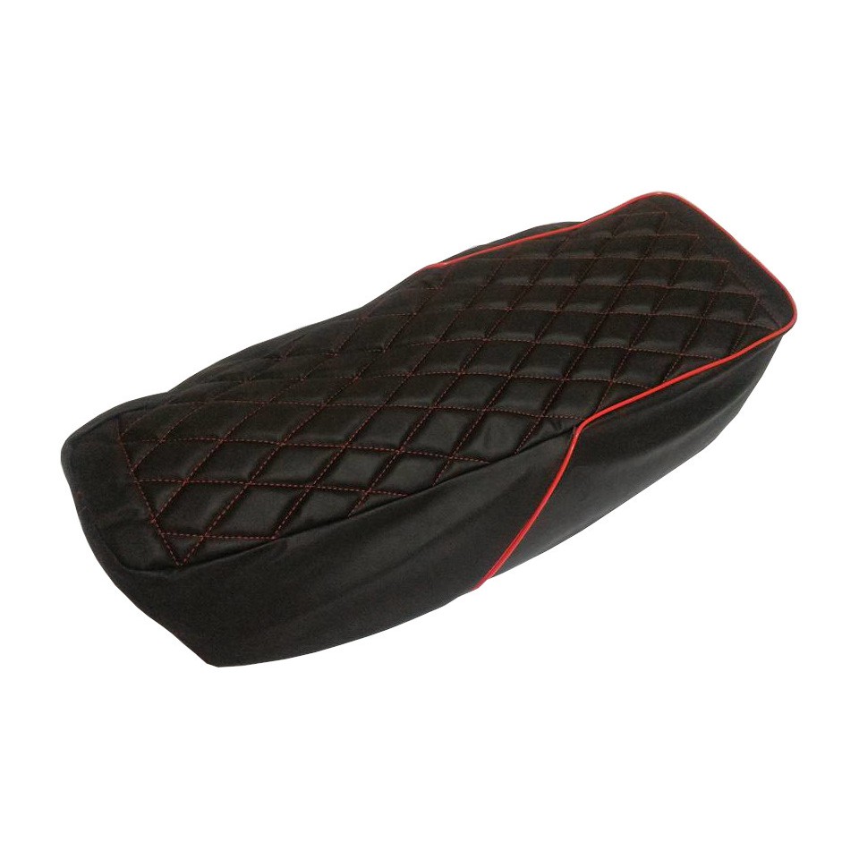 Capa De Banco Café Racer No Modelo Xadrez Preto Com Cinta - Cb 400 / Cb 450 / Cg 125 82 Bolinha / Cg 125 De 83 a 89 / Chopper 150 / Intruder 125 / Intruder 250 / Ml 125 De 83 a 89 / Turuna De 83 a 89