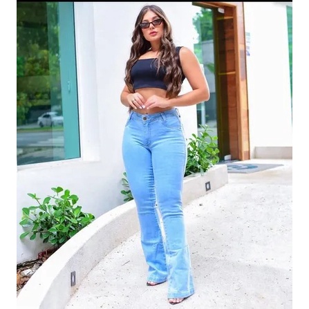 High Waist Flare Leg Jeans  Calça jeans flare, Jeans de mulheres, Calça  jeans de boca larga