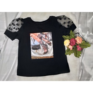 Blusas T-shirts Griffes Manga Princesa Top Blusa Basica Moda