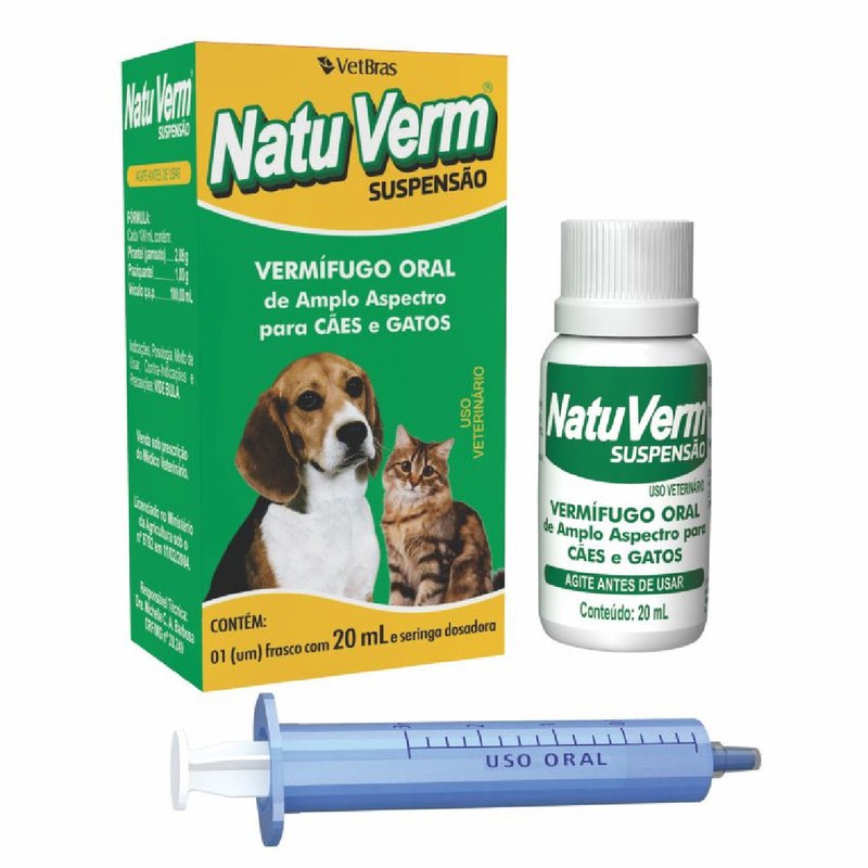 Remédio de Vermes Líquido Para Cães e Gatos Natu Verm 20ml | Shopee Brasil