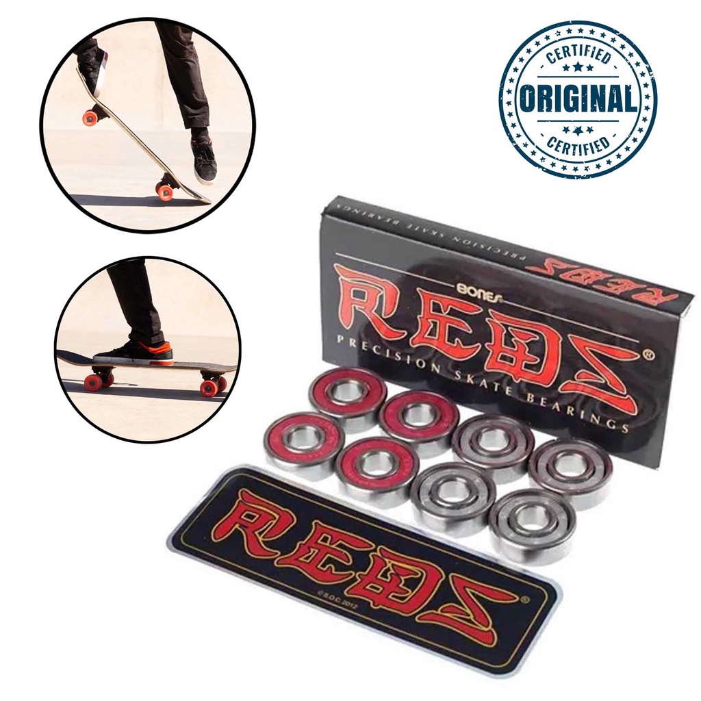 Pack de 8 roulements de skateboard BONES REDS 8 mm précision taille 608