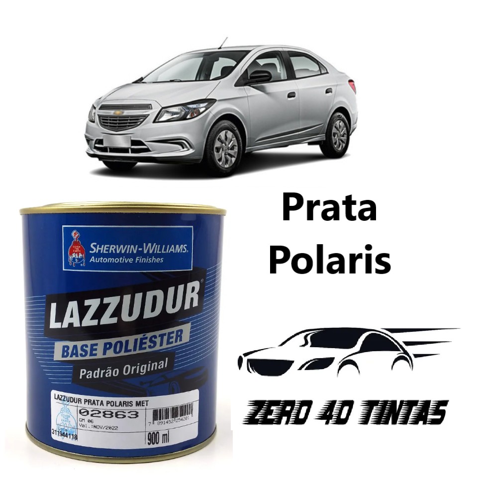 Tinta automotiva Prata Polaris GM Poliéster Sherwin Wlliams 900ml LAZZUDUR