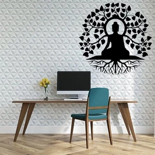 Quadro Mandala Decorativa Buda Árvore Da Vida 60cm Pintada - MDF Madeira