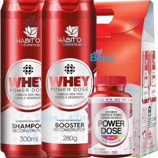 Kit Whey Power Dose Nano Reconstrução Capilar Hábito Cosméticos