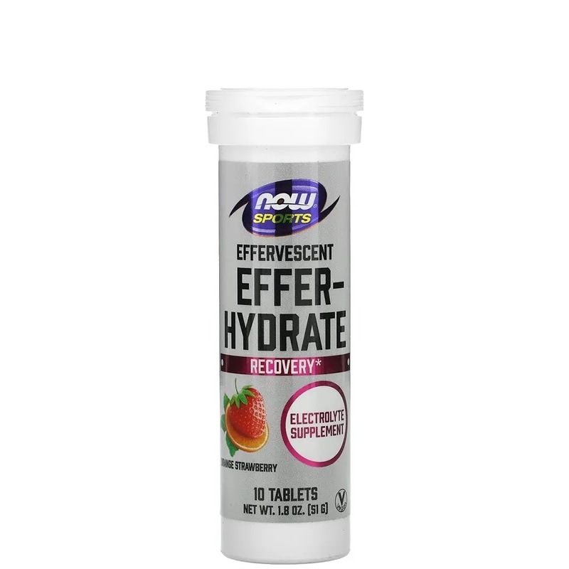 Effer Hydrate Laranja e Morango efervescente 10 Tabs - Now Foods