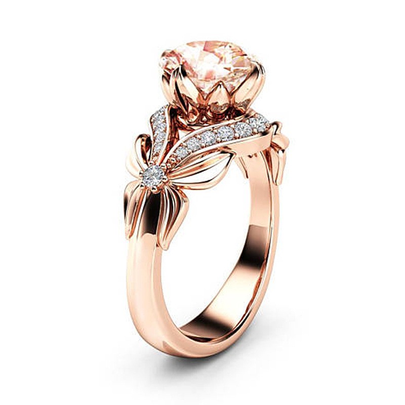 Anel Feminino De Zircônio Banhado A Cobre Em Ouro Rosa | Shopee Brasil