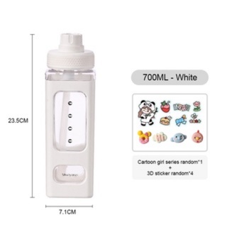 Bear Pastel Water Bottle With 3D Sticker 700ml/900ml Plastic