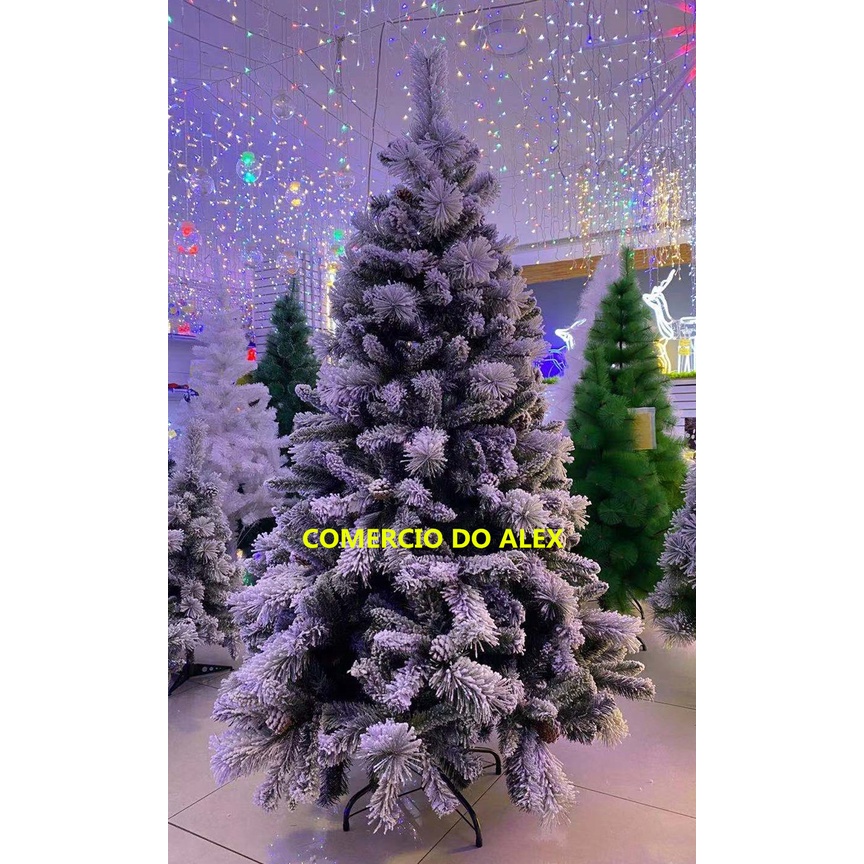 Árvore De Natal Nevada Luxo C Pinhas 2,10m 1062 Galhos Aw221