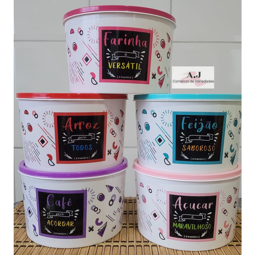 Pote Porta Mantimentos decorado 1,8 lts em Plastico