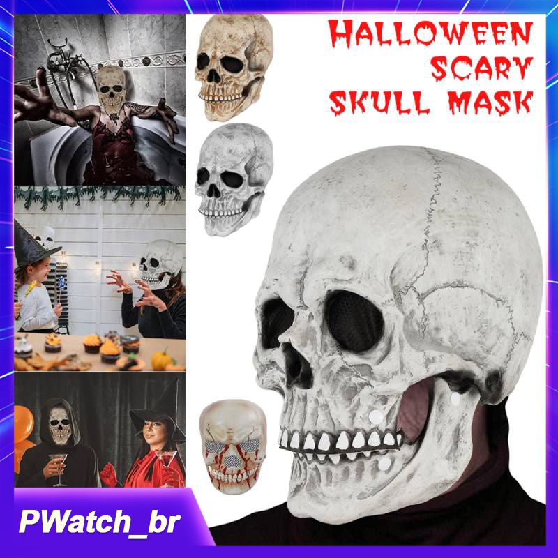 Máscara De Halloween Caveira De Cabeça Inteira Capacete De Látex Horror Assustador Cosplay Decoração De Festa
