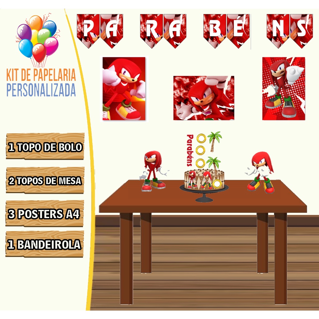 Jubeleta Ateliê - Knuckles❤ - SONIC 💙 E vai ter festa em