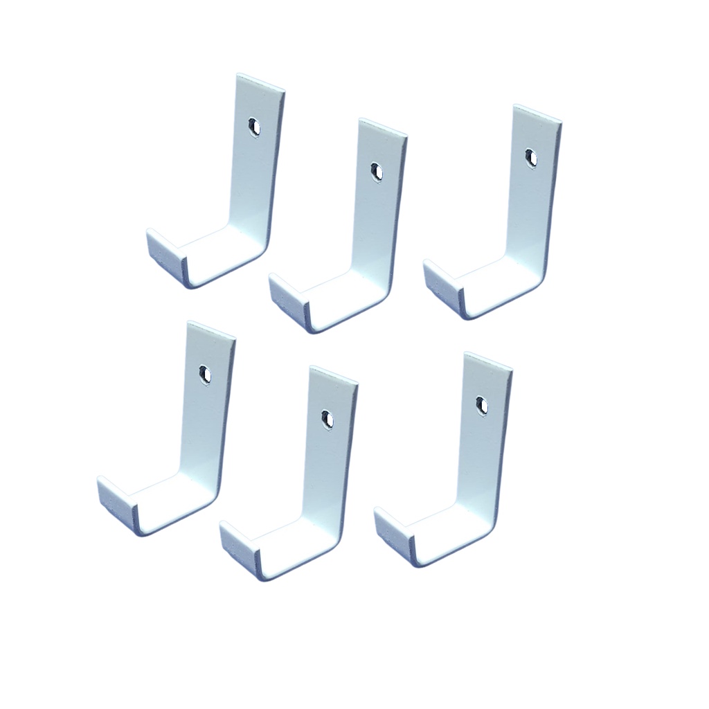 Gancho De Parede De Ferro Estilo Industrial 4x7cm Branco 6pç