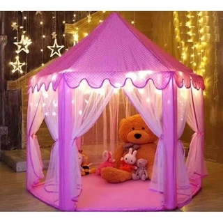 Tenda Castelo Barraca Cabana Rosa Com Luz Led Formato Estrela A Pilha Melhor Presente