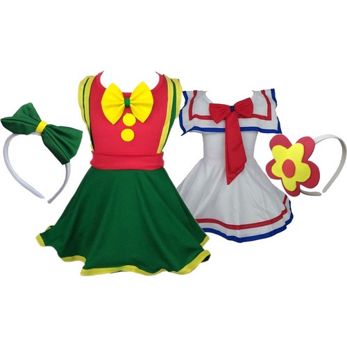Kit Fantasia Infantil Feminina Patati E Patata Completo 2 Personagens ...