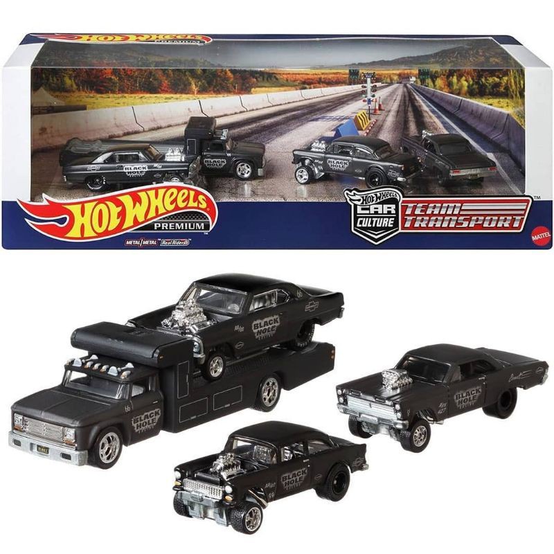 Hot Wheels Equipe De Transporte De Rodas Quentes Conjunto Premium Diorama Hotwheels Gasser Black