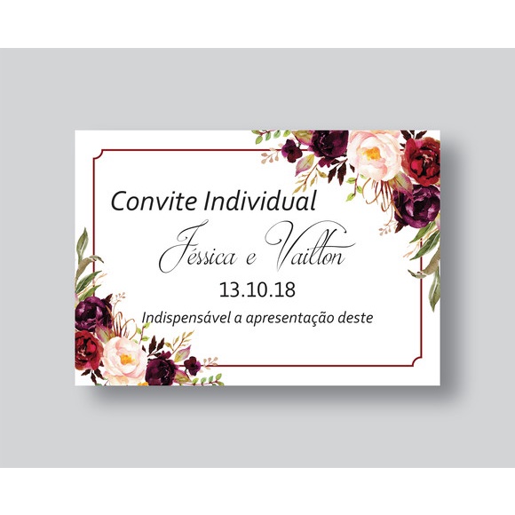 Convite de Casamento Floral Digital! Frete Grátis