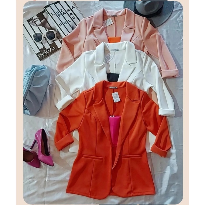 Blazer Feminino Alfaiataria Acinturado Botões Social Moda Roupa