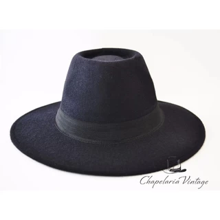 Chapéu Floppy Fedora Preto Feminino Masculino Aba Longa