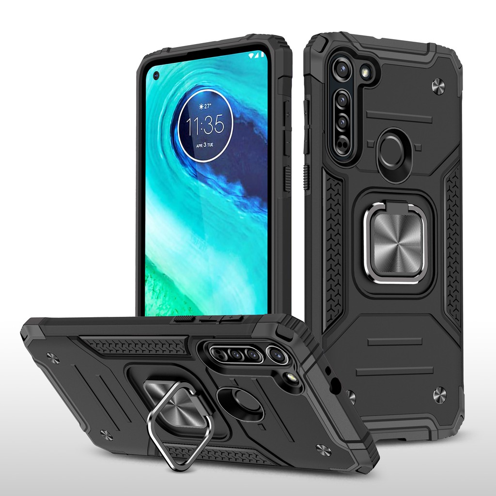 Capa Case Anti Impacto Anel Metal para Motorola Moto G8 Power Xt2041-1(película de vidro opcional)