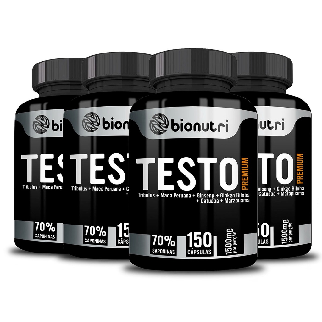 Kit 4x TESTO PREMIUM 1500mg 150caps Ganho de massa Muscular Libido ...